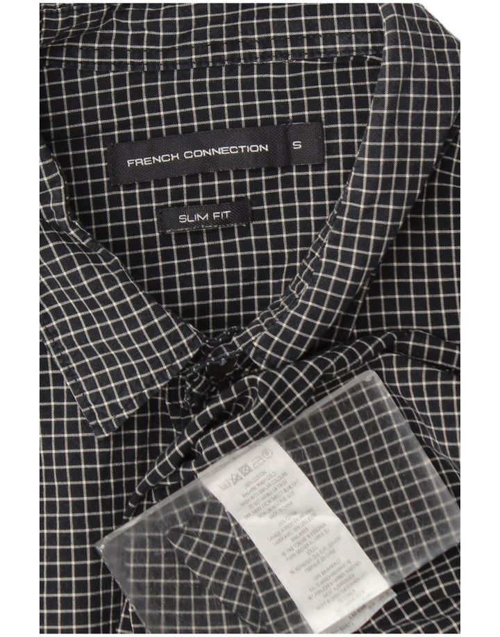 Camicia da uomo slim fit in flanella French Connection piccola in cotone a quadri neri