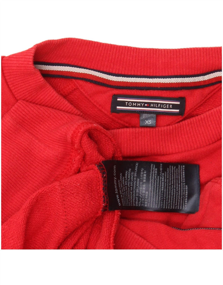 TOMMY HILFIGER Felpa con grafica da uomo Maglione XS Rosso Colourblock in cotone