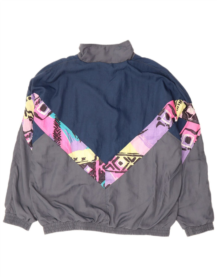 Giacca da ginnastica vintage da uomo XL in poliestere color block grigio anni '90