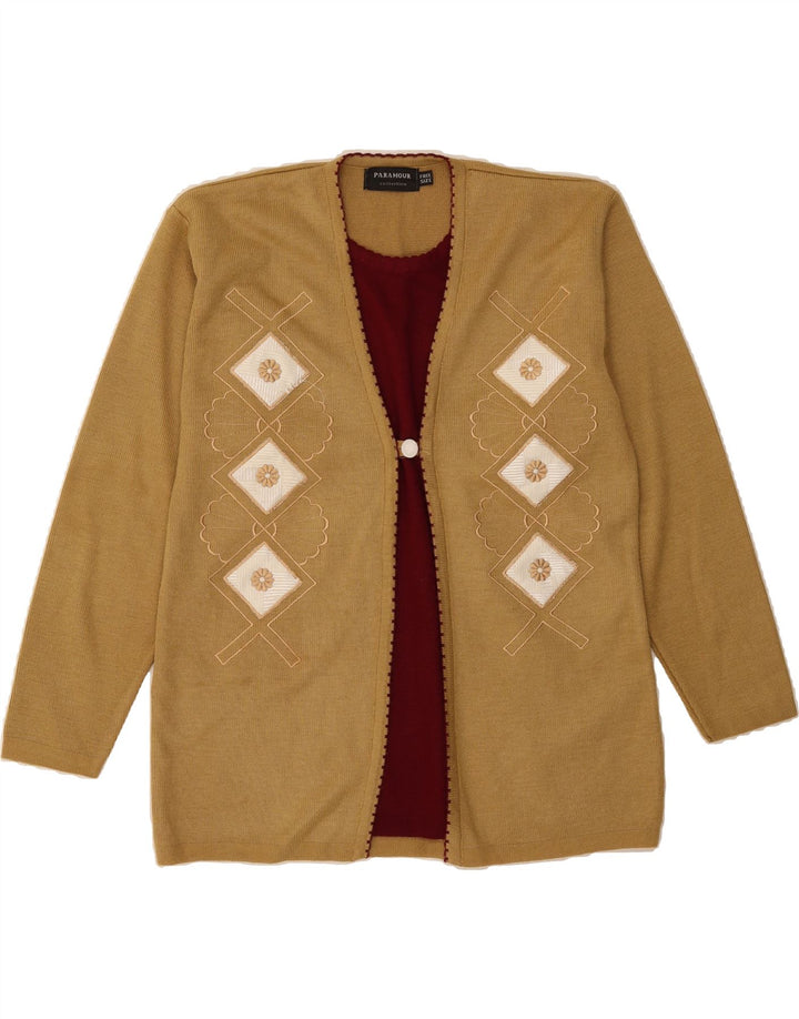 PARAMOUR Womens Cardigan Sweater One Size Beige Argyle/Diamond Vintage Paramour and Second-Hand Paramour from Messina Hembry 