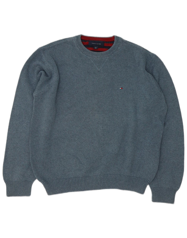 Maglione maglione girocollo da uomo Tommy Hilfiger grande cotone blu