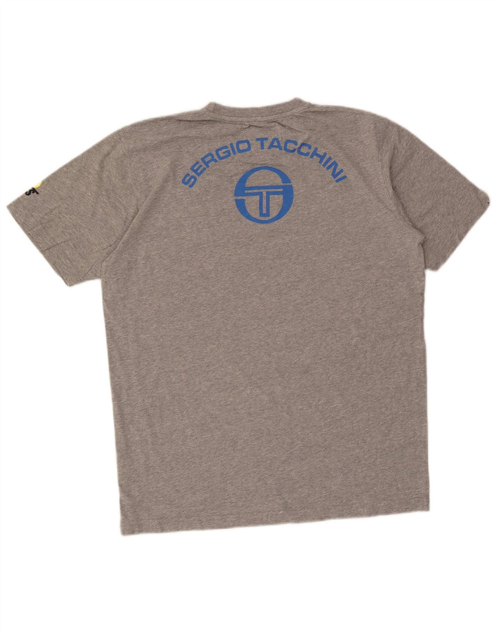 T-shirt grafica da uomo Sergio Tacchini Top grande in cotone grigio