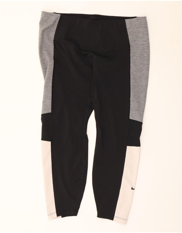 Nike Womens Crop Leggings UK 18 XL Multicoloured Colourblock Sports