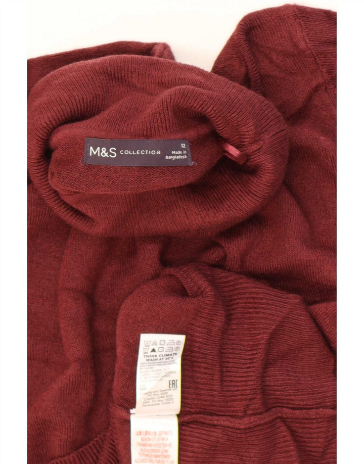 Maglione maglione a collo alto da donna Marks & Spencer UK 12 Borgogna medio