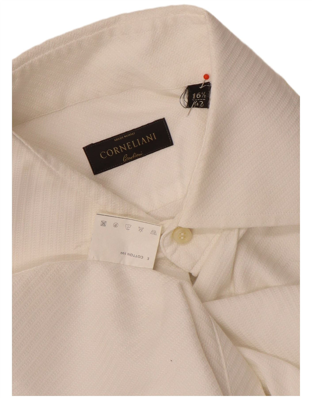 Camicia da uomo Corneliani taglia 42 16 1/2 grande cotone bianco