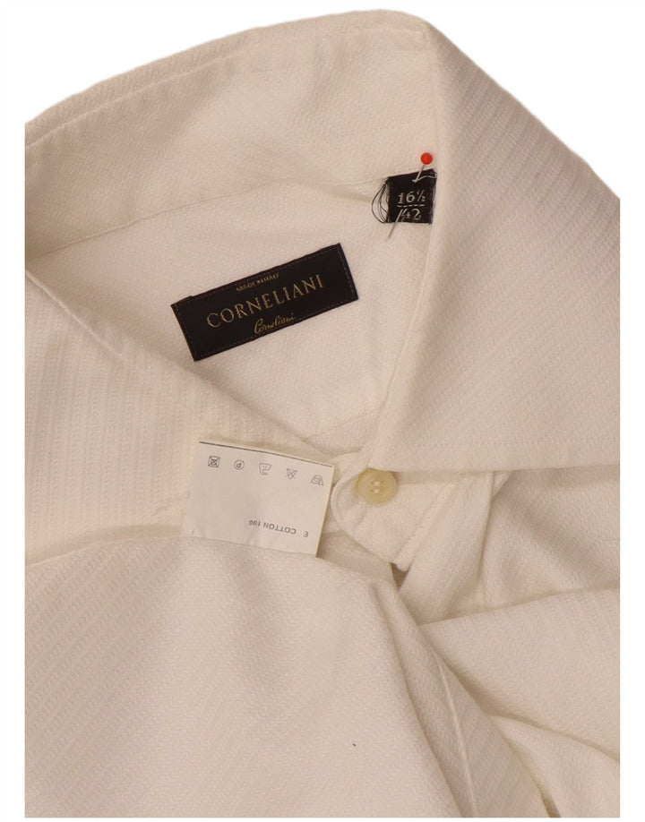 Camicia da uomo Corneliani taglia 42 16 1/2 grande cotone bianco