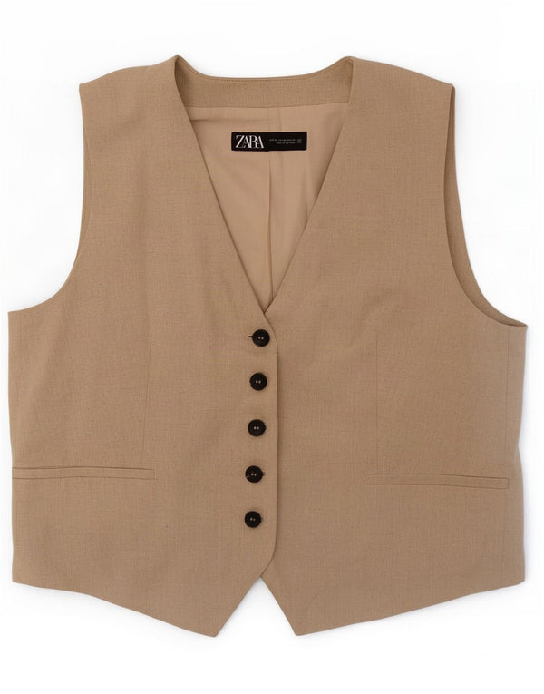 Gilet corto da donna Zara UK 18 XL cotone beige