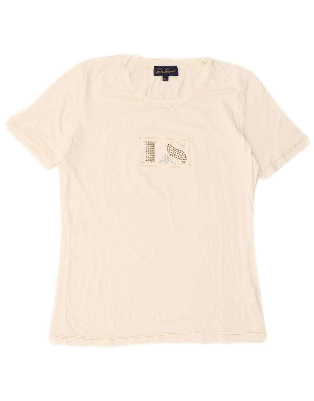 LUISA SPAGNOLI T-shirt grafica da donna Top UK 14 Viscosa bianca media