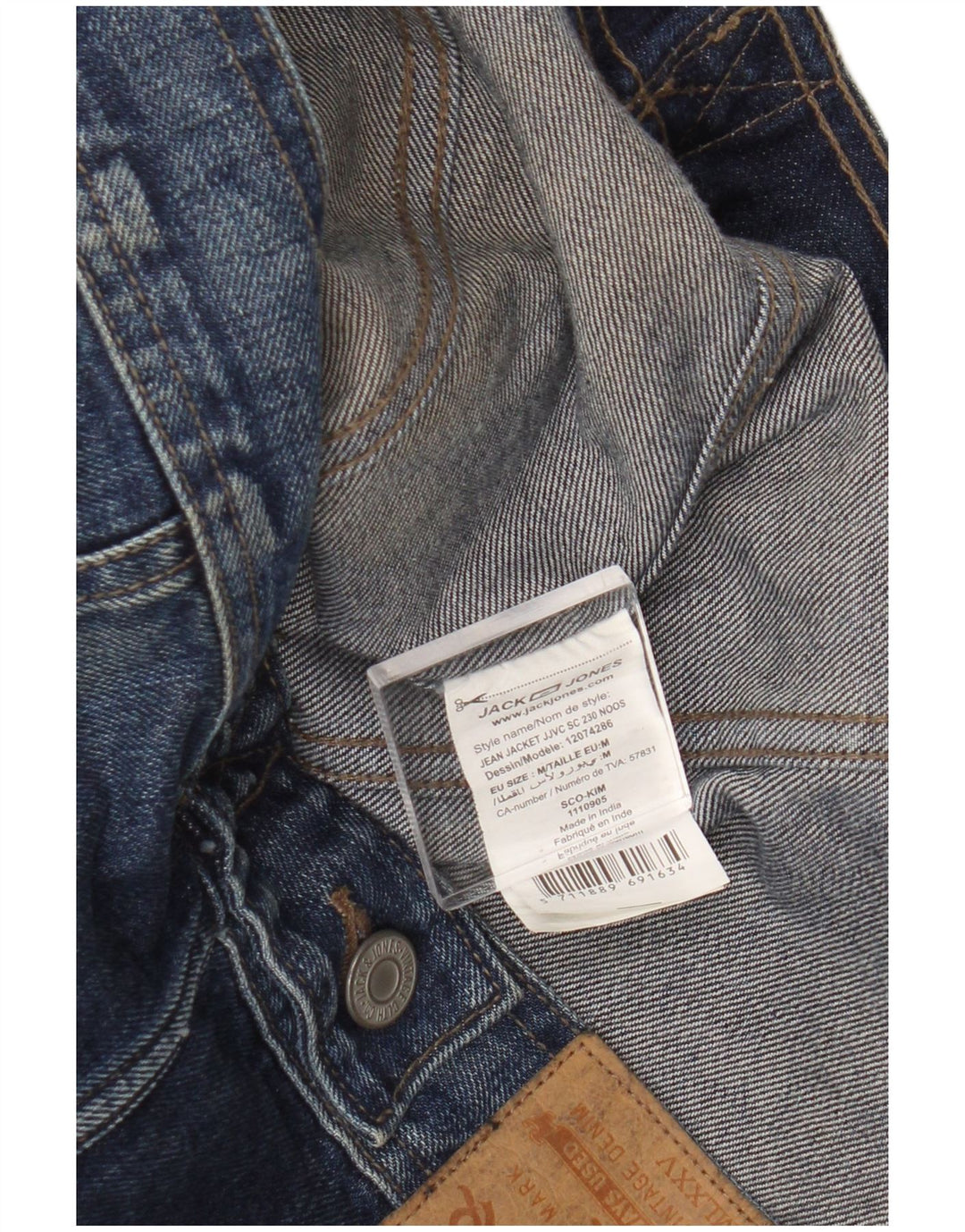 Giacca di jeans da uomo Jack & Jones UK 38 cotone blu navy medio