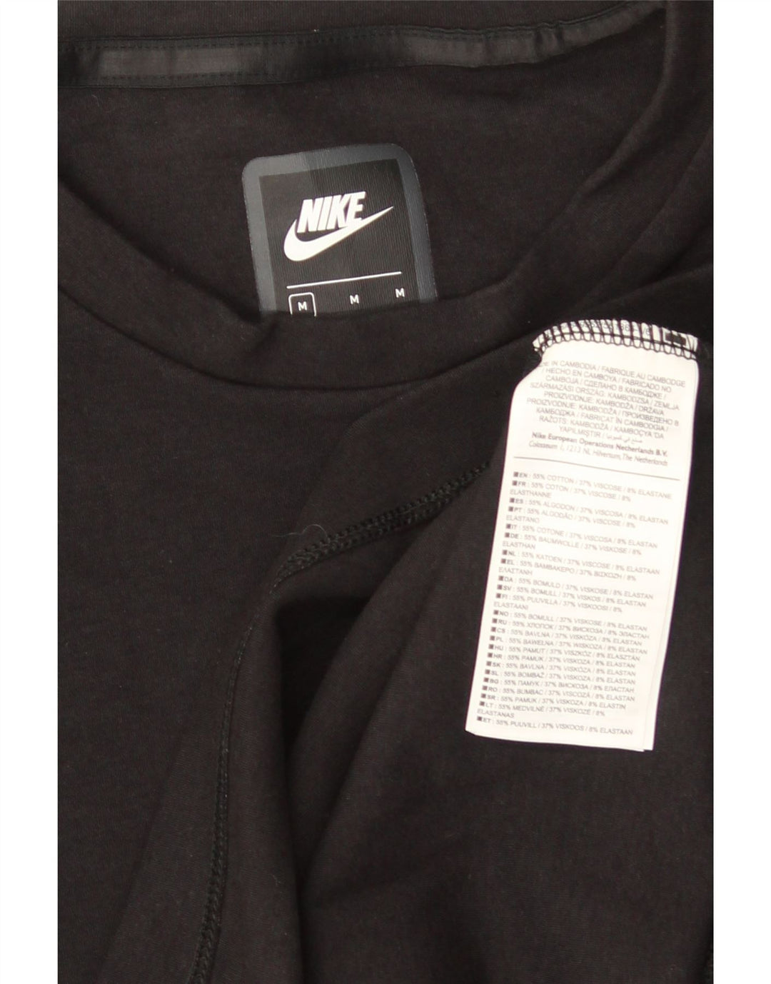 Top NIKE da uomo a maniche lunghe in cotone nero medio