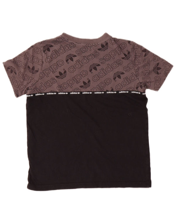 T-shirt grafica da ragazzo Adidas Top 11-12 anni in cotone color block grigio