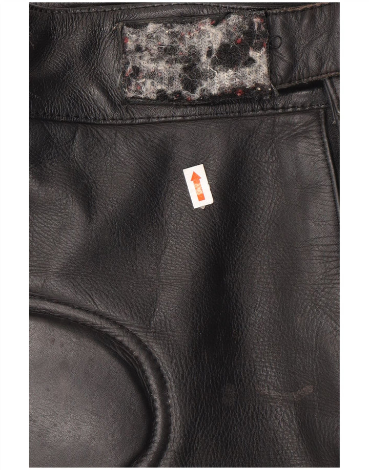 Pantaloni in pelle da motociclista da uomo VINTAGE W32 L23 neri