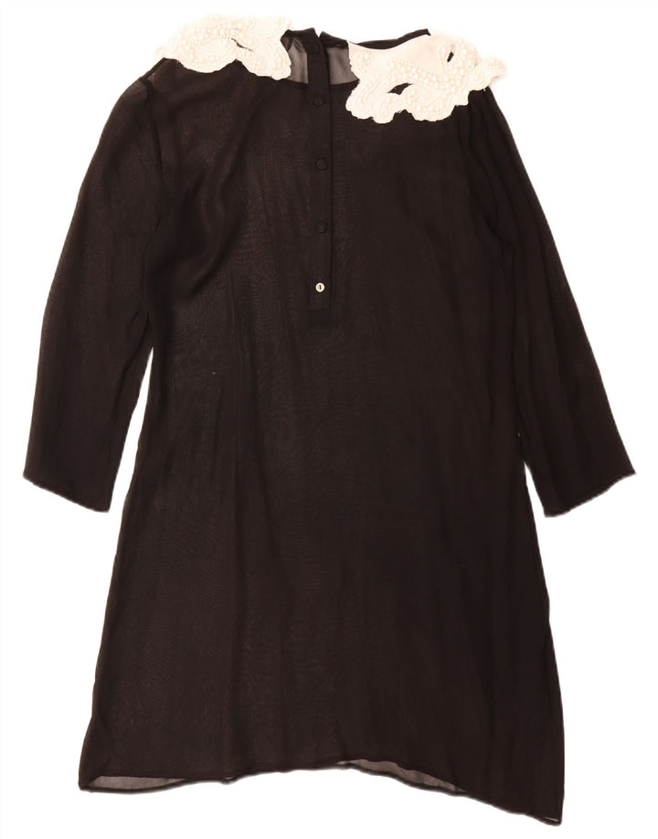 CRISTINA GAVIOLI Abito da donna a trapezio trasparente UK 10 piccolo nero