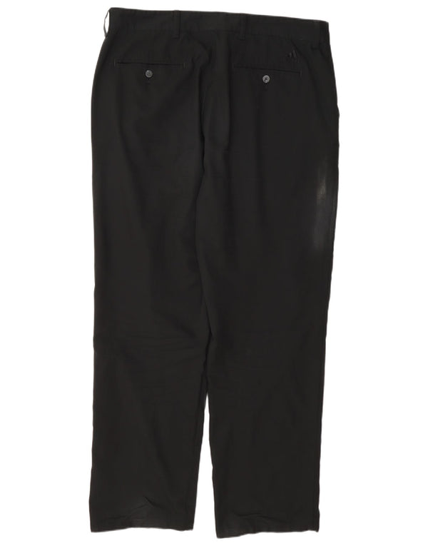 Adidas Mens Straight Chino Trousers W36 L30 Black Polyester