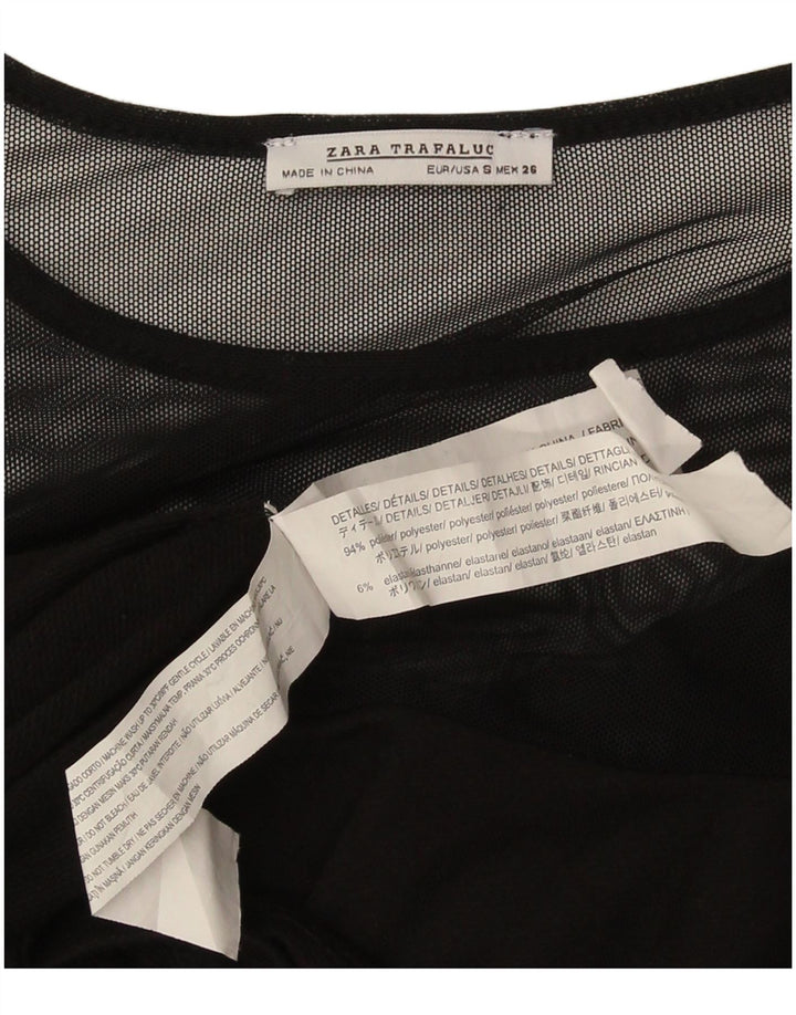 Abito a trapezio a maniche lunghe da donna Zara UK 10 piccolo poliestere nero