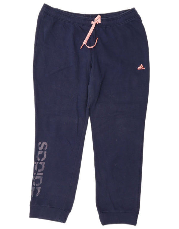 Pantaloni da tuta con grafica Adidas da donna Joggers UK 20/22 XL Blu navy