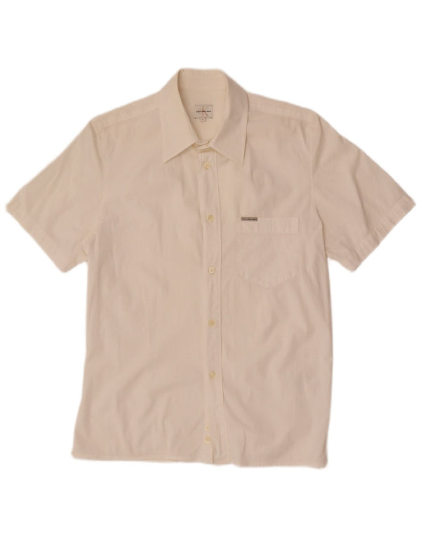 Camicia a maniche corte da uomo Calvin Klein Jeans in cotone bianco medio