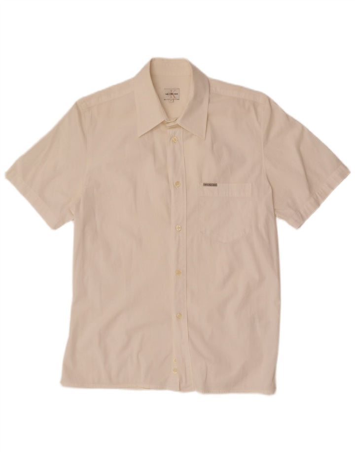 Camicia a maniche corte da uomo Calvin Klein Jeans in cotone bianco medio