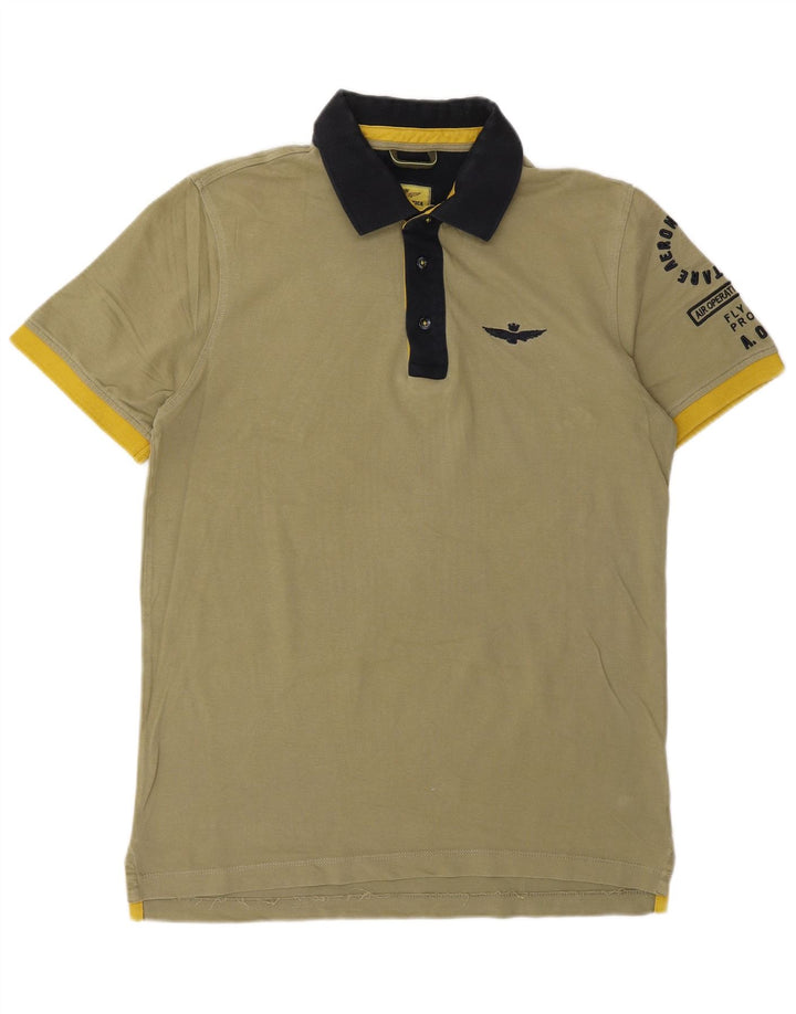 AERONAUTICA MILITARE Polo grafica da uomo slim fit in cotone kaki medio