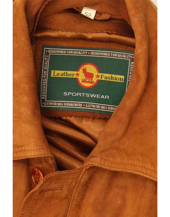 Giacca vintage in pelle scamosciata da uomo IT 52 XL in pelle marrone