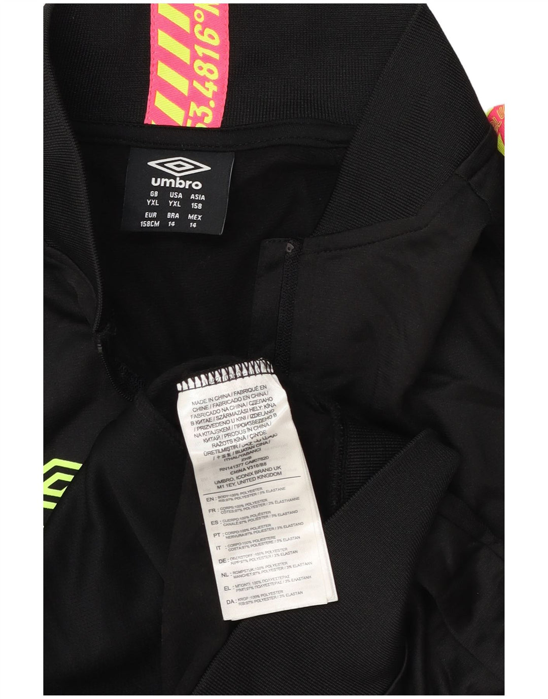 Giacca da tuta grafica da ragazzo Umbro 12-13 anni XL poliestere nero