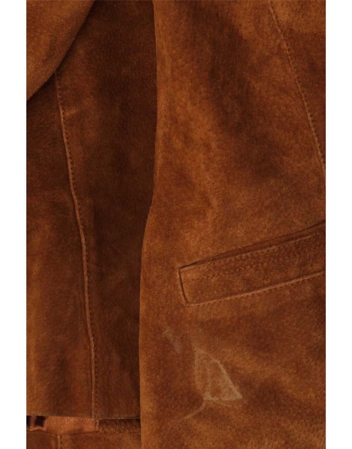 Giacca in pelle scamosciata da donna WS UK 16 grande in pelle marrone