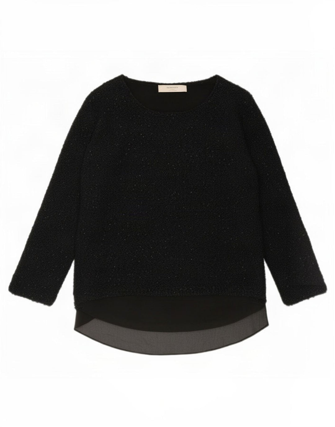 Top tunica a maniche lunghe da donna Zara UK 16 grande poliestere nero