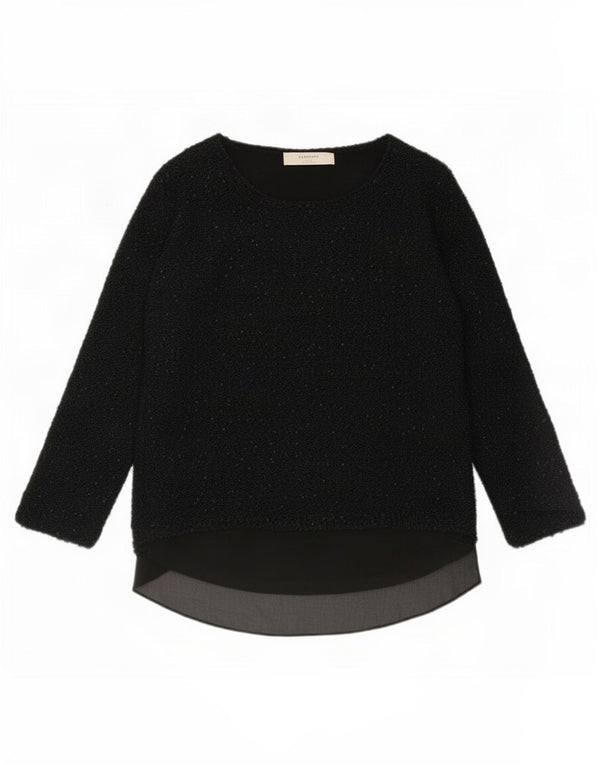 Zara Womens Long Sleeve Tunic Top UK 16 Large Black Polyester