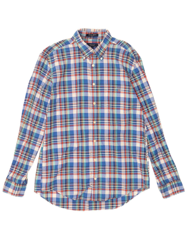 Gant Camicia da uomo E-Z Fit grande cotone a quadri blu