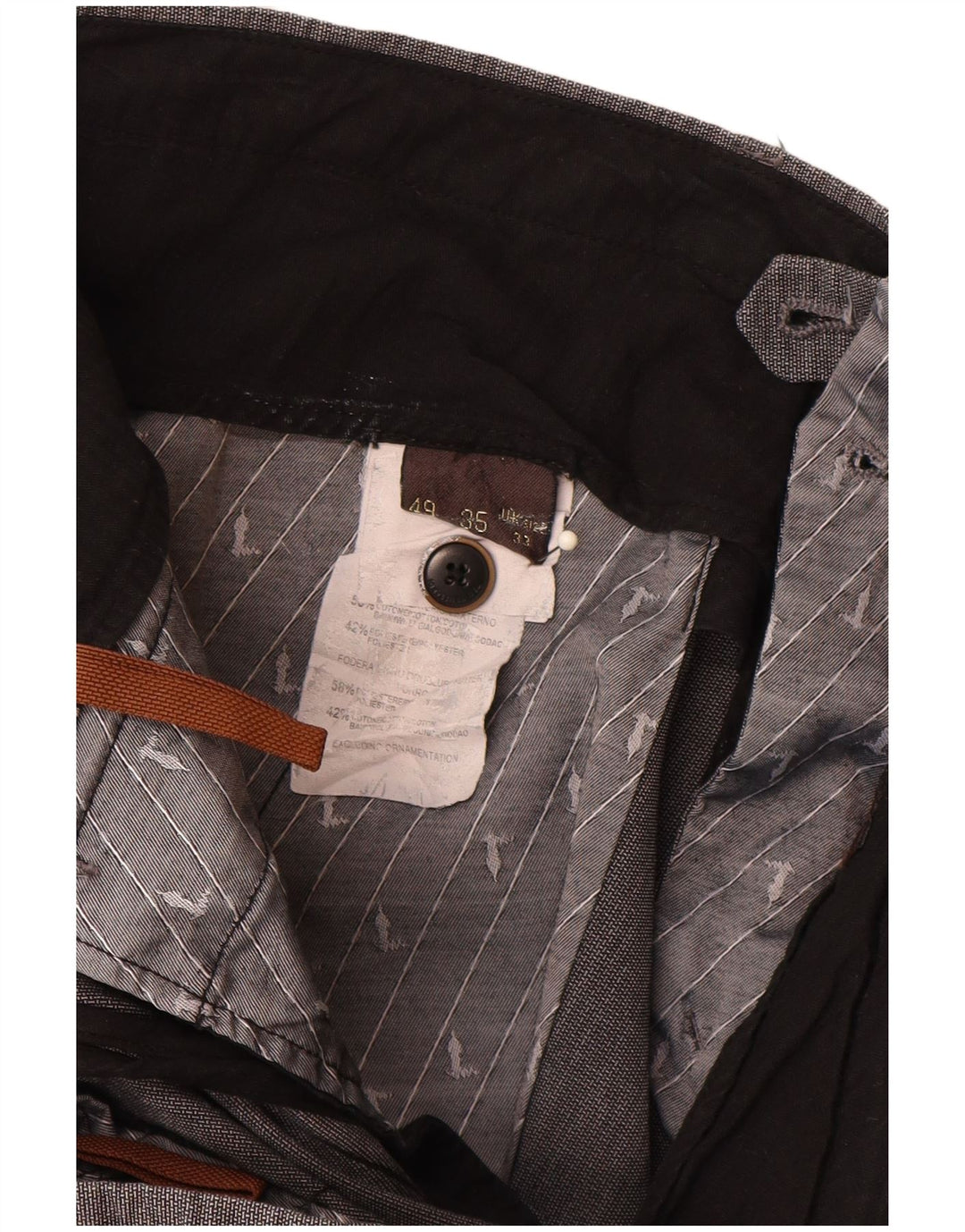 Pantaloni da Abito Dritti Donna Trussardi W33 L30 Cotone Grigio