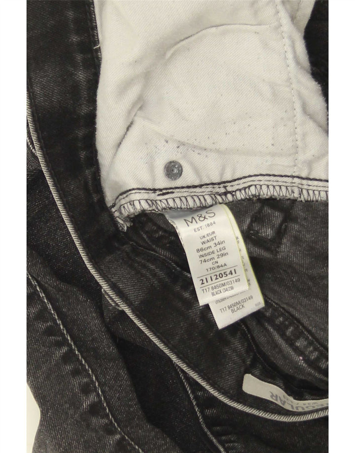 Jeans dritti da uomo Marks & Spencer W34 L29 cotone nero