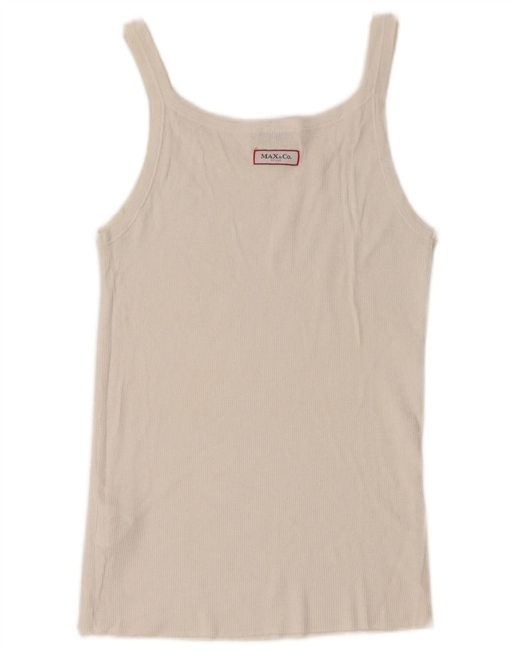 Top corto da donna Max & Co. Cami Top UK 12 cotone bianco medio