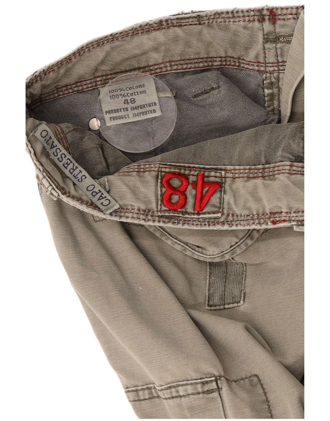 Pantaloncini cargo vintage da uomo IT 48 medi W32 cotone kaki