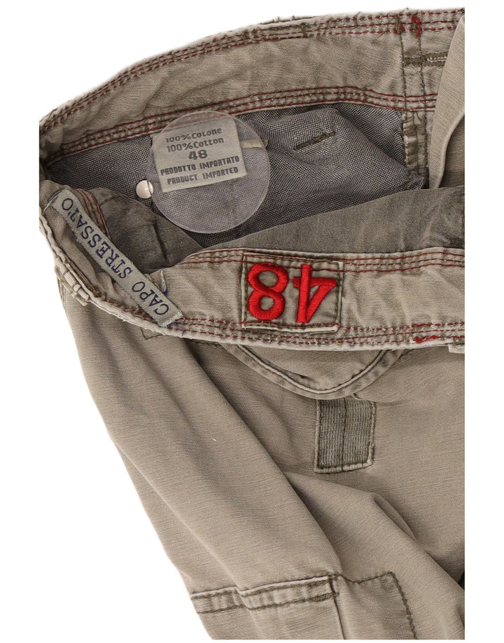 Pantaloncini cargo vintage da uomo IT 48 medi W32 cotone kaki