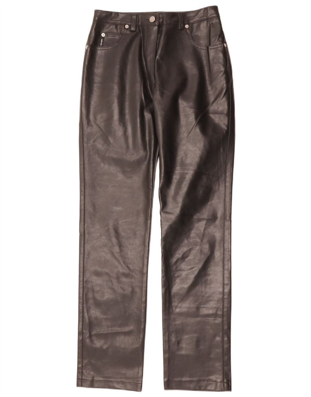 Pantaloni dritti da donna in ecopelle ARMANI W26 L31 poliestere nero