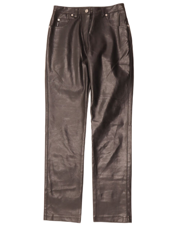 Pantaloni dritti da donna in ecopelle ARMANI W26 L31 poliestere nero
