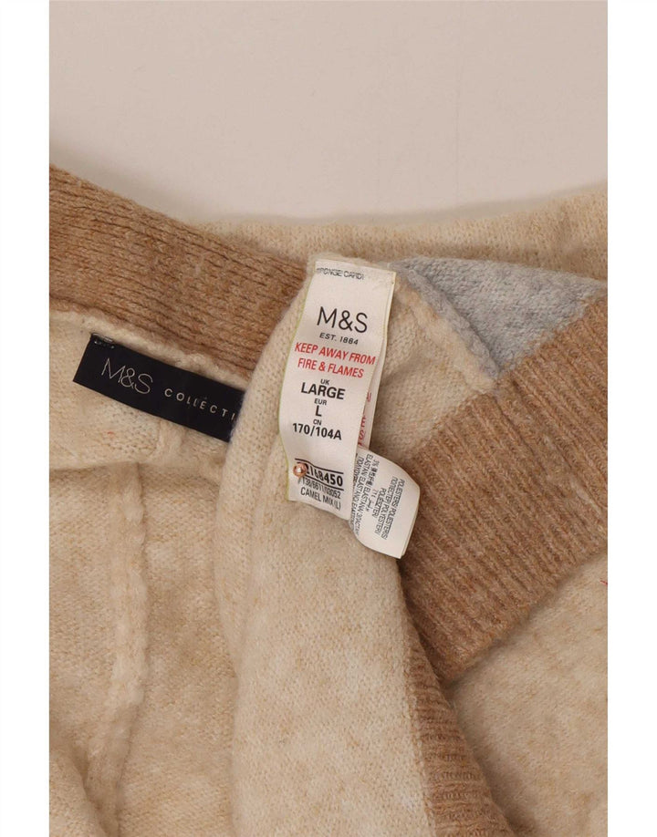 Maglione cardigan lungo da donna Marks & Spencer UK 16 Large Beige