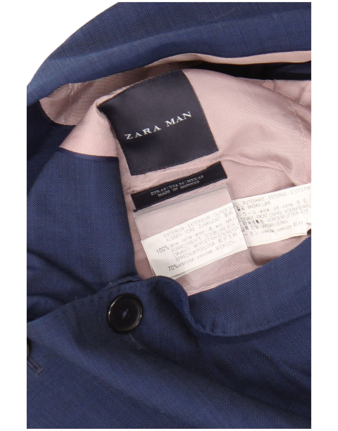 Giacca blazer a 2 bottoni da uomo Zara EU 46 piccola lana blu