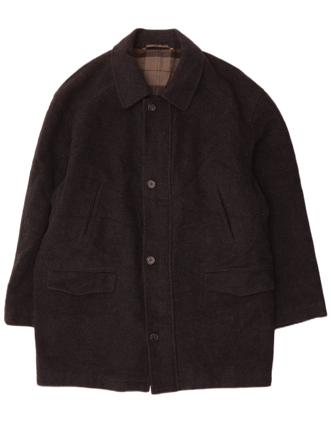 Cappotto da uomo Marks & Spencer UK 40 grande lana vergine grigia