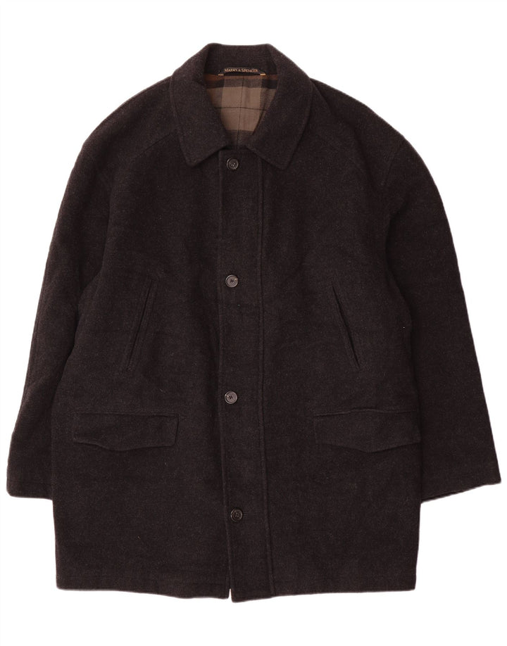 Cappotto da uomo Marks & Spencer UK 40 grande lana vergine grigia