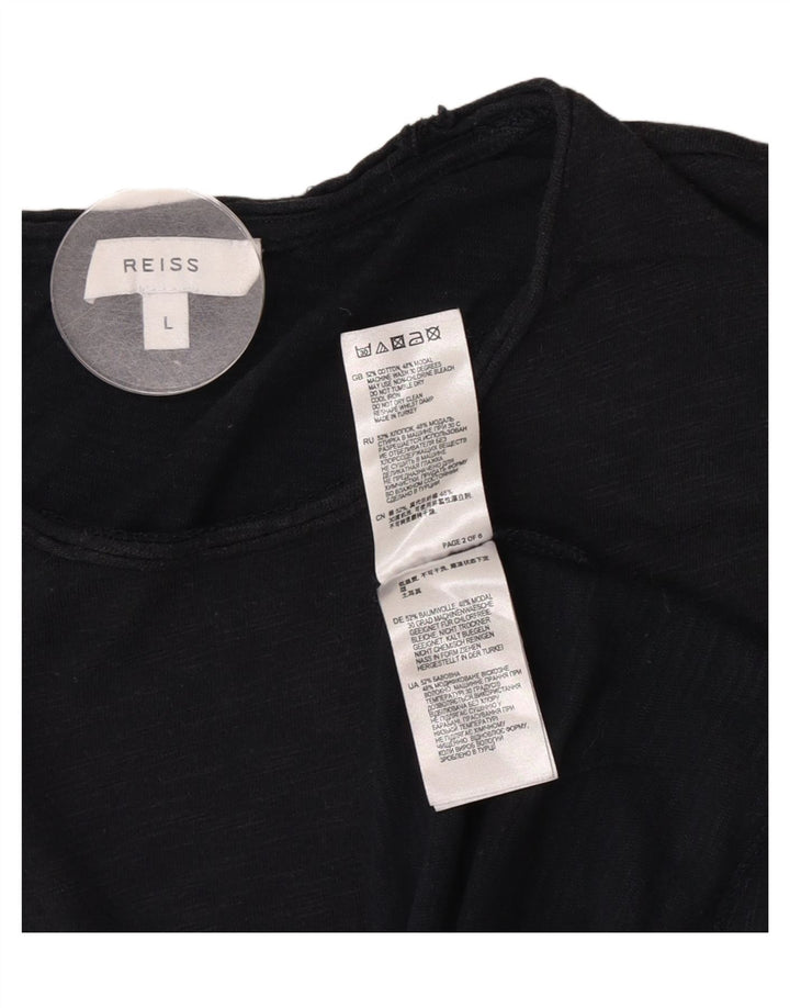 T-shirt da uomo Reiss Top grande in cotone chiazzato nero