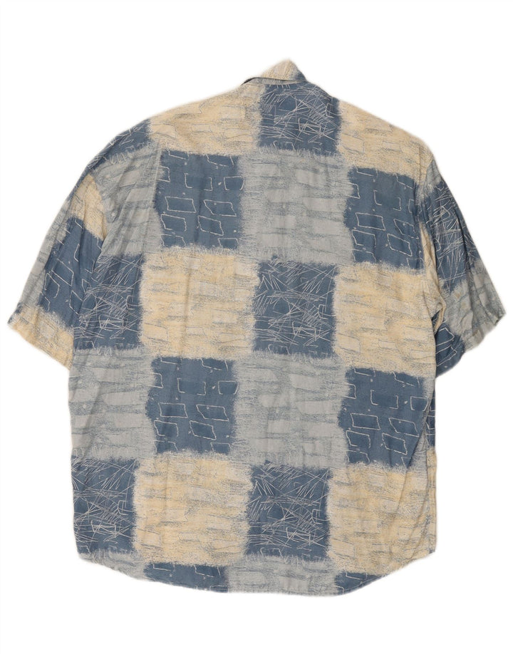 RAYBEST Camicia a maniche corte da uomo Blu medio geometrico
