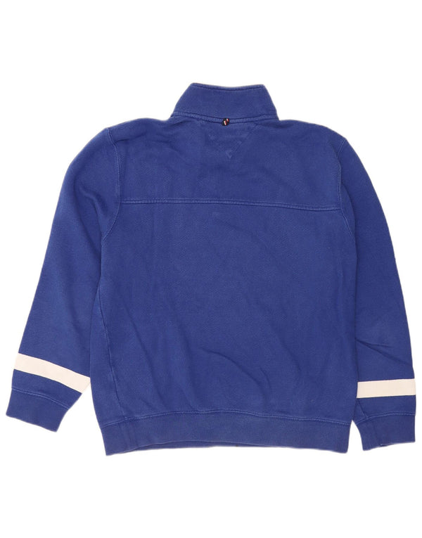 Felpa da uomo con zip e collo Tommy Hilfiger in cotone blu medio