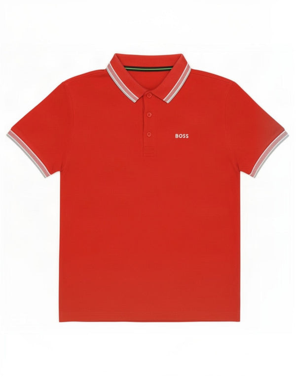 Polo da uomo Hugo Boss piccola in cotone a righe rosse