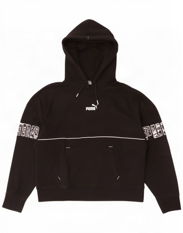 Felpa con cappuccio grafica da donna Puma UK 16 grande cotone nero