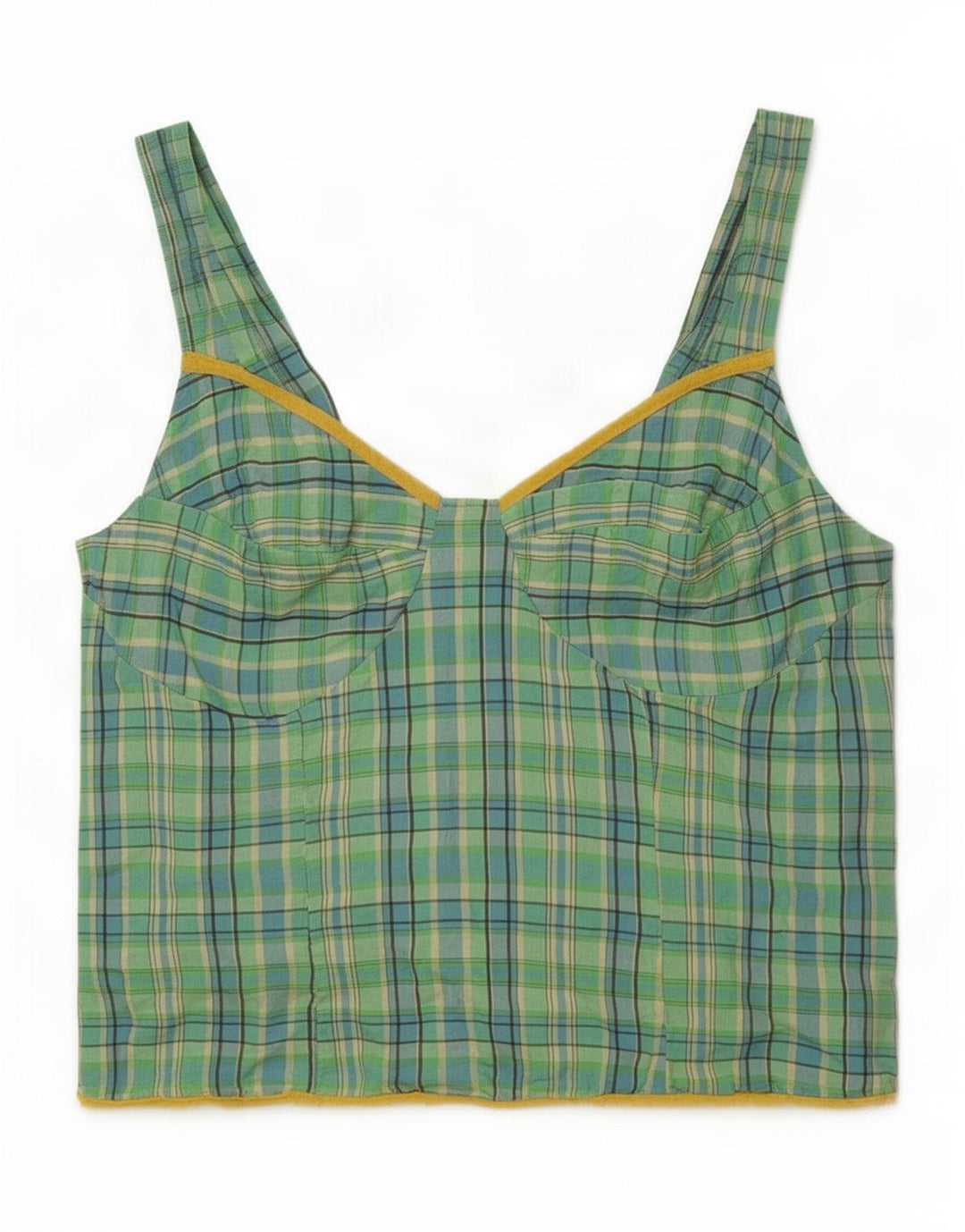 Canottiera vintage da donna IT 44 acetato a quadri verde medio