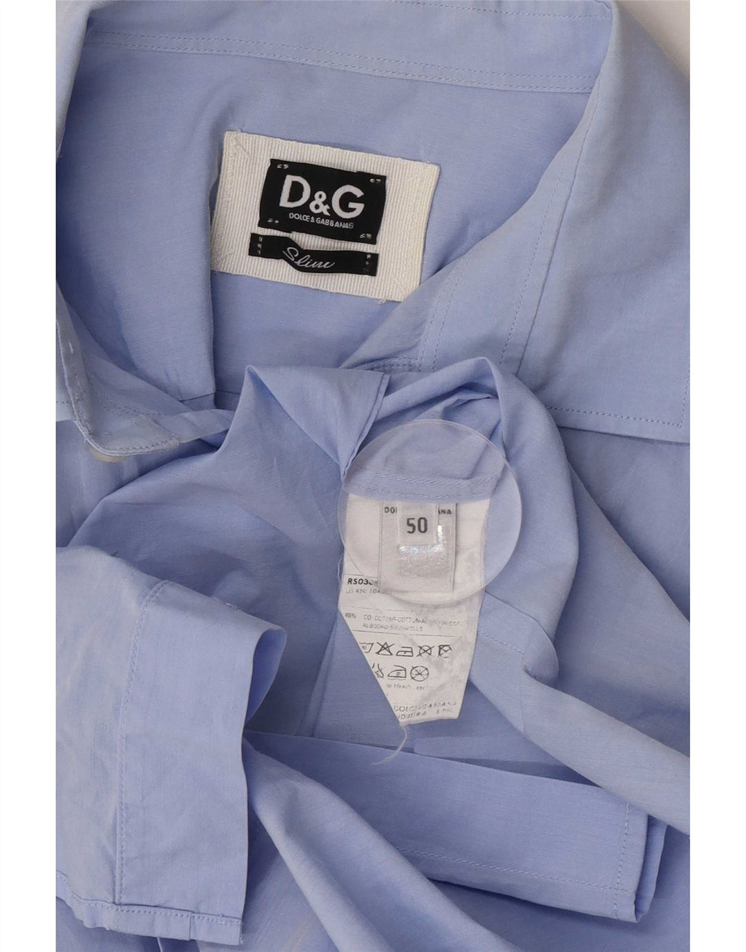 Camicia Slim Fit da Uomo Dolce & Gabbana IT 50 Cotone Blu Medio