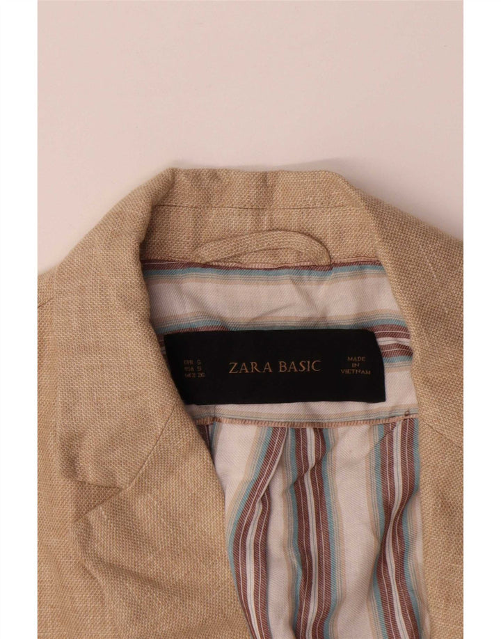 Giacca blazer a 1 bottone da donna Zara UK 10 piccola beige