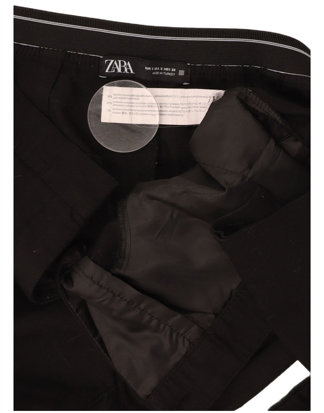 Pantaloni chino slim da donna ZARA piccoli W26 L27 cotone nero