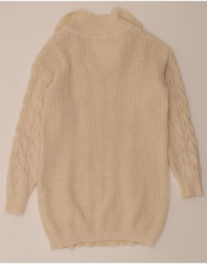 SHEIN Womens Longline Polo Neck Jumper Sweater UK 16 Large Beige Polyester Vintage Shein and Second-Hand Shein from Messina Hembry 